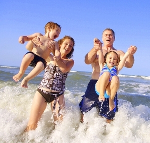 family at beach, St. Thomas Villa Vacation Rental