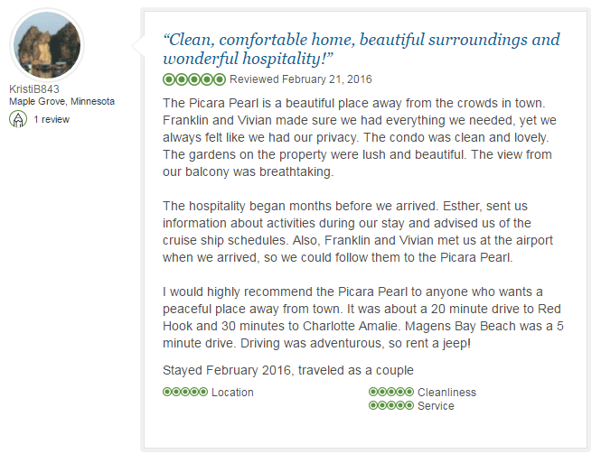 Kristi B review, Picara Pearl Villa, St. Thomas, U.S. Virgin Islands